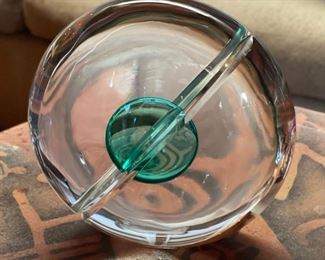 *Signed* Murano Glass Sculpture Livio Seguso for Oggetti	8.5in diameter 3in	
