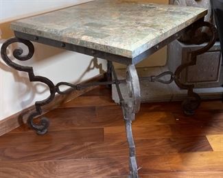 Heavy Wrought Iron Frame Granite tile top End Table SINGLE	26x32x32in	HxWxD
