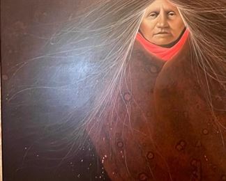 *Original* Oil Painting Frank Howell Moon Rose Art Painting Native American	Frame: 42x52x4in	HxWxD
