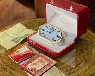 Cartier Pendulette Concours Desk Clock in Original Box  LES MUST DE CARTIER	Clock: 2.5x3.5x3.25in	
