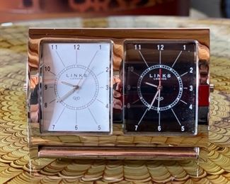 Links London Greenwich Collection Traveler's Clock/Travel Alarm/Dual Time Zones	2.5x3.75x2.5in	HxWxD
