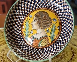 Patrizio Chiucchiu Deruta Lady Profile Plate/Bowl Italian Ceramics Hand Painted Dip A Mano Pottery Majolica Platter #2	7 7/8in Diameter x 1.5in	
