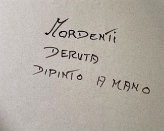 Mordenti Italian Ceramics Deruta Dragon Platter Hand Painted Dip A Mano Pottery Majolica	13.75in Diameter	
