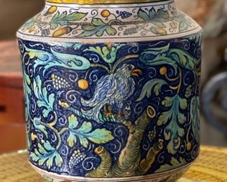 Antique Italian Ceramics Deruta Vase Hand Painted Dip A Mano Pottery Majolica	9.75in H x 8in Diameter	
