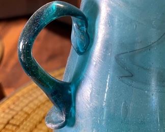 Vintage Blue Glass Vase	12in H x6.5x5.5in	HxWxD
