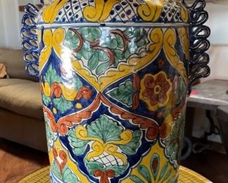 Lg Mexican Talavera Vase Urn #2	25x13x10in	HxWxD
