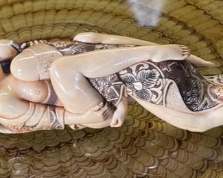*Signed* Japanese Mammoth Ivory Carving  Erotic NETSUKE	2x8.25x2.25	HxWxD
