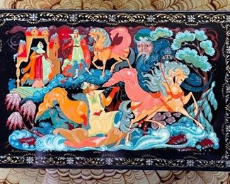 Hand Painted Russian Lacquer Box #3	1.5x6.75x4.25in	HxWxD
