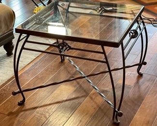 Heavy Wrought Iron Frame Glass top End Table Single	22x30x30in	HxWxD
