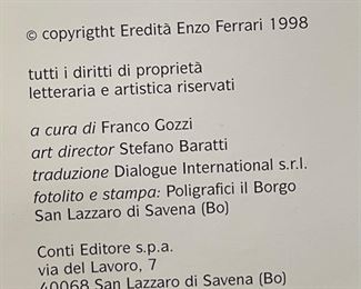 Una Vita Per L Automobile Enzo Ferrari 1998 Book	13.25x9.75in	
