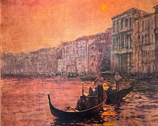 *Original* Art Alan Wolton Dusk-Venice Canal Scene Oil Painting 	Frame 47 x 47 art: 39x39	
