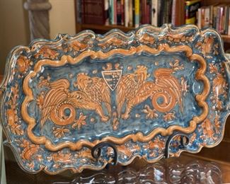 Biagioli Italian Ceramics Deruta  Platter   Hand Painted  Pottery Majolica  Griffins	11 x 19.5	
