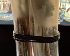 Lg Baltic Sea Glass Trinity Vase Maxi with flowers	44x9x8in	
