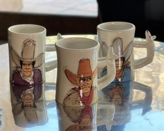 3pc Artist Made cowboy Coffee Mugs Reed 95	4x4.5x3in	
