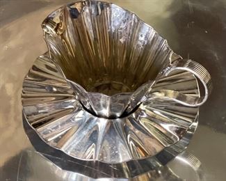 Calegaro Italy Massimo Vignelli Designs Creamer Pitcher Silver Plate	3.5in H x 6.5in Diameter	
