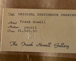 *Original* Frank Howell Sketchbook Drawing Pencil Framed Sketch #1	Frame: 20x17 Artwork: 11x8	
