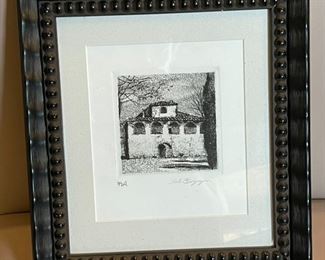 *Signed* Mini House Etching	Frame: 11.25x10.25in<br> Art: 4x4in	
