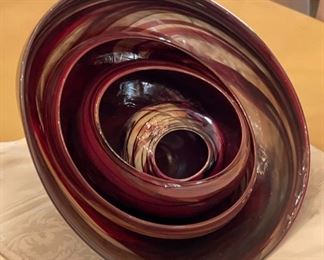 4pc Studio Art Glass Bowls Signed	Largest: 6x12.5x12in	
