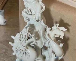 Porcelain Chinese Man and dragon Sculpture/Statue	18x10x8in	HxWxD
