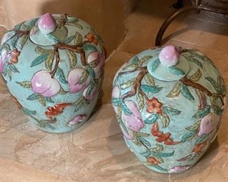 2pc Asian Ginger Jars PAIR	12.5 high by 9.5 inches diameter	
