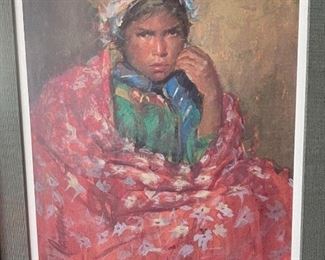 *Signed* Litho Native American Girl 	24 x 17.5	
