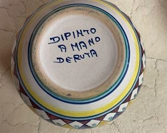 Italian Ceramics Deruta Pot w/ Insert Hand Painted Dip A Mano Pottery Majolica	3.5in H	
