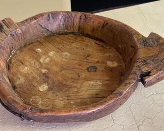 Primitive Rustic Hand Carved Burlwood Bowl	3x22x15in	
