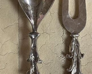 1990s "I Love You" Silverplate Hostess Serving Set by Aram Boxer 	8.5 in long	
