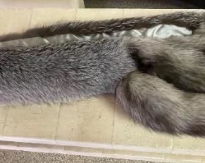 Silver Fox Fur Scarf 4 tail Stole Wrap 	96in Lon	
