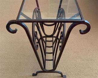 Iron Magazine Side Table with Glass Top	24x16x15	HxWxD
