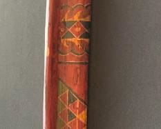 Painted Wood African Tribal Mask Wall Hanging  #2	38x5x3	HxWxD
