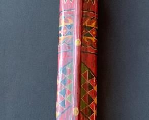 Painted Wood African Tribal Mask Wall Hanging  #2	38x5x3	HxWxD
