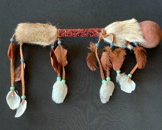Beaded Spirit/Prayer Stick with Fur, Leather, and Feathers	3x13x2	HxWxD
