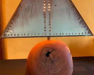 Mesquite Wood Slice Lamp Rustic	18x15x8	HxWxD
