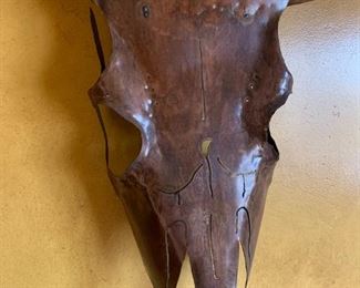 Hammered Copper Steer Skull Cow Bull Wall mount	22x34x4	HxWxD
