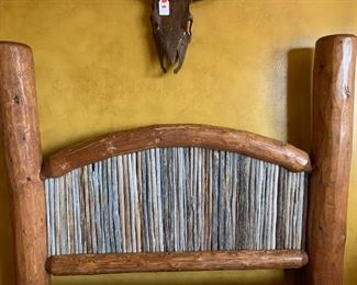 Queen Bed  Rustic Cedar Log  & Saguaro Headboard	71x67x87	HxWxD
