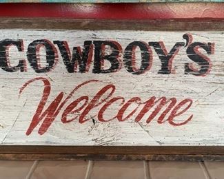 Rustic Cowboy’s Welcome Wall Hanging Sign	12x25.5x2	HxWxD
