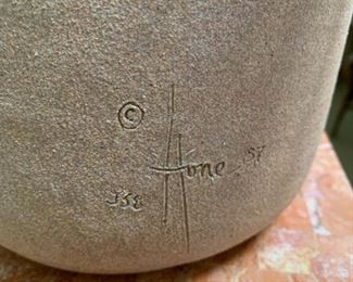 Lynn Hone Native American  Stoneware Sculpture Signed JSE Hone 87’	13x7x7	HxWxD
