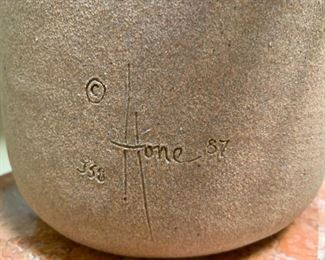 Lynn Hone Native American  Stoneware Sculpture Signed JSE Hone 87’	13x7x7	HxWxD
