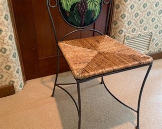 Metal and Wicker Chair with Grape Design	34x16x16	HxWxD
