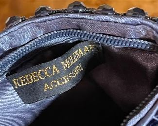 Rebecca molenaar black beaded small  clutch purse	6in X 6.5in	
