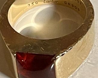 Cartier 18k Gold & Amber Tank Ring in Original Box 5.25	SZ: 5.25	

