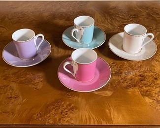 Set of 4 Christian Lacroix Follement - Cups & Saucers	Cup 2.25 inches tall saucer 5 inches diameter	
