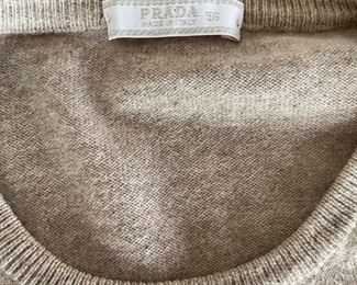 Prada 100% Cashmere Sz 56 Xl Fine Knit Camel Pullover Sweater	Size 56	
