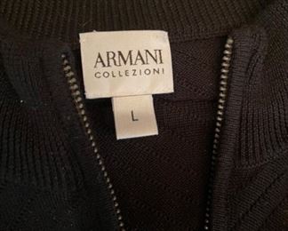 Armani Collezioni Luxury Cashmere Sweater Size L Men's Black V-Neck	Size Large	
