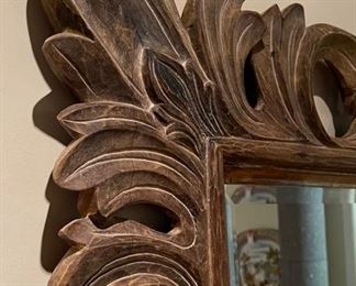 Huge Rustic Carved Wood Framed Mirror	52x64in	

