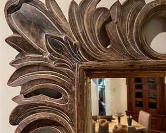 Huge Rustic Carved Wood Framed Mirror	52x64in	
