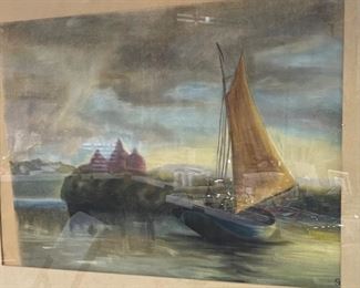 *Original* art 3 Fishermen Pastel Boat	Frame: 26x30	
