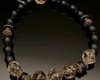 Saki Bronze Smokey Topaz and Black Beaded Necklace