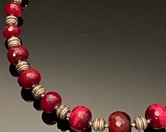 Shelly Pedretti Turkish Silver with faceted Cherry Quartz beaded Necklace